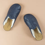 Women's Navy Barefoot Shearlings from Atlantis Handmade Shoes