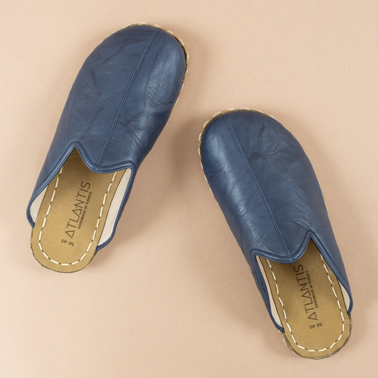 Women's Navy Barefoot Slippers from Atlantis Handmade Shoes