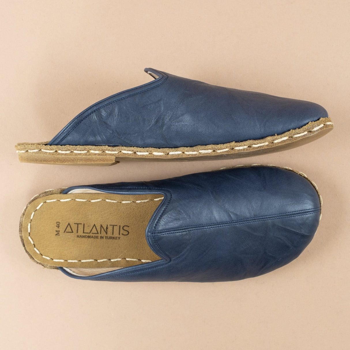 Women's Navy Barefoot Slippers from Atlantis Handmade Shoes