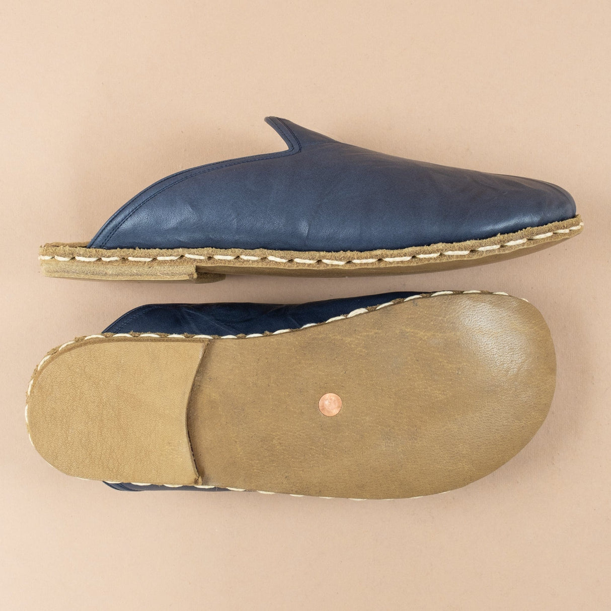 Men's Navy Barefoot Slippers From Atlantis Handmade Shoes