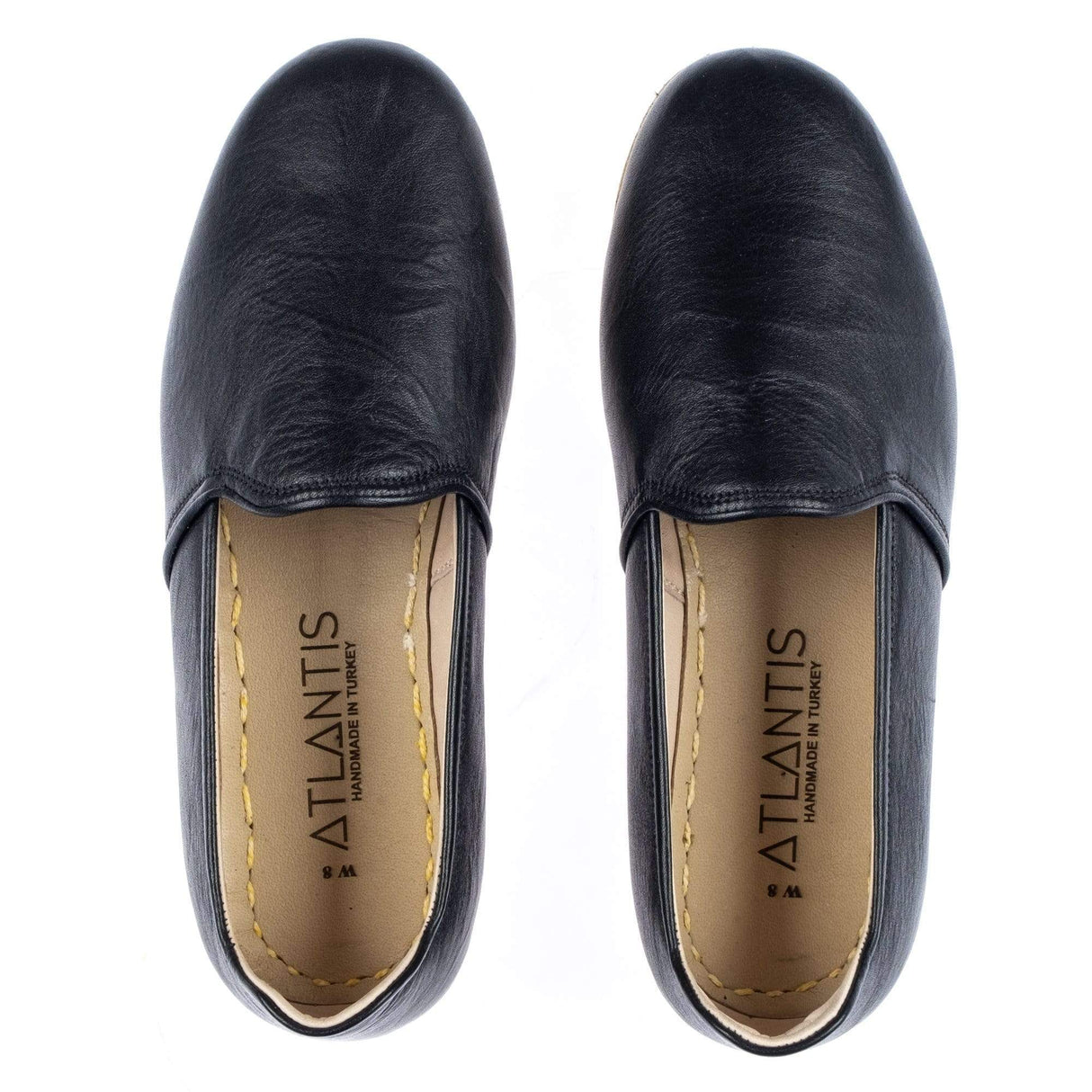 Women's Wrinkled Black Slip On Shoes from Atlantis Handmade Shoes