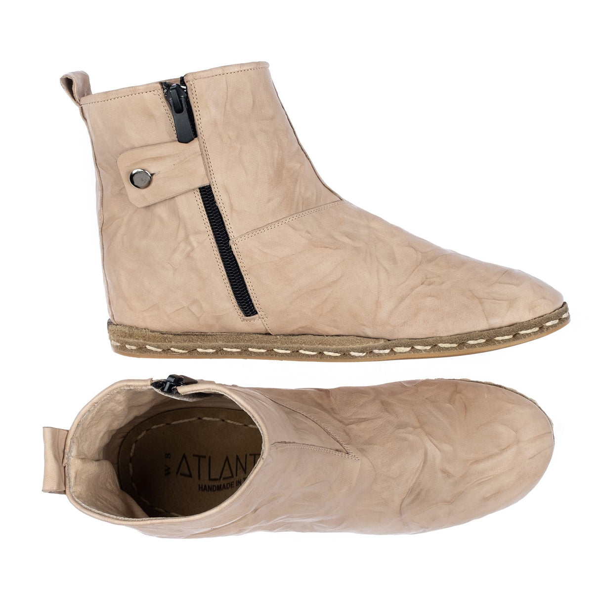 Men's Beige Boots from Atlantis Handmade Shoes