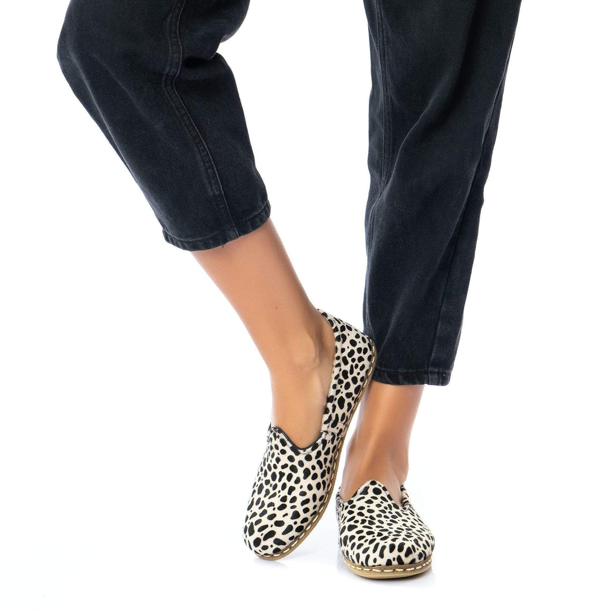 Women's Black Dots Slip On Shoes from Atlantis Handmade Shoes