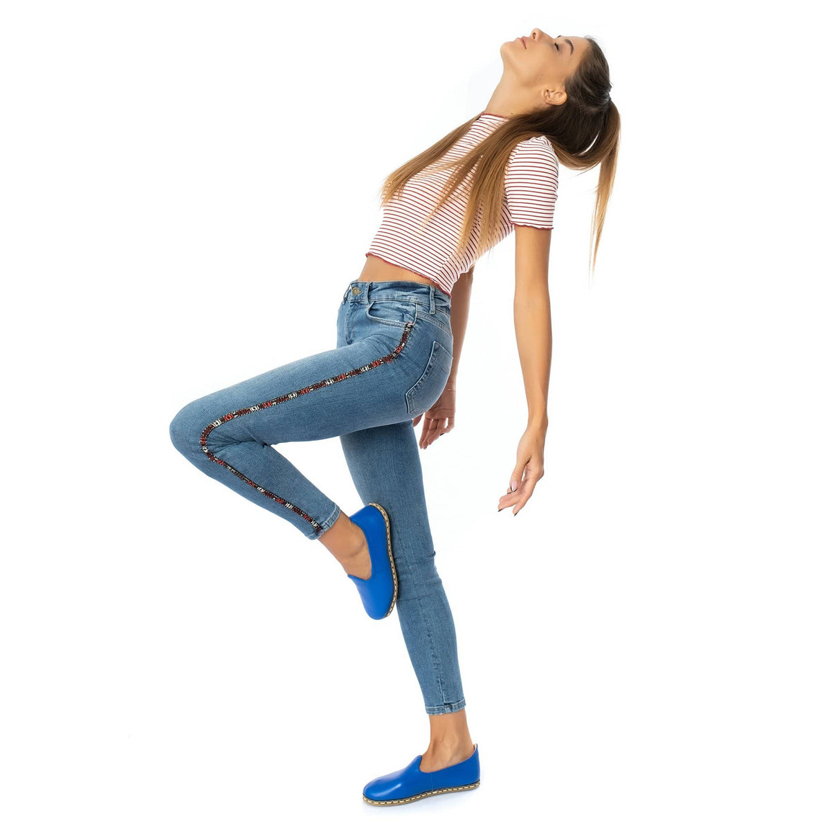 Women's Blue Slip On Shoes from Atlantis Handmade Shoes