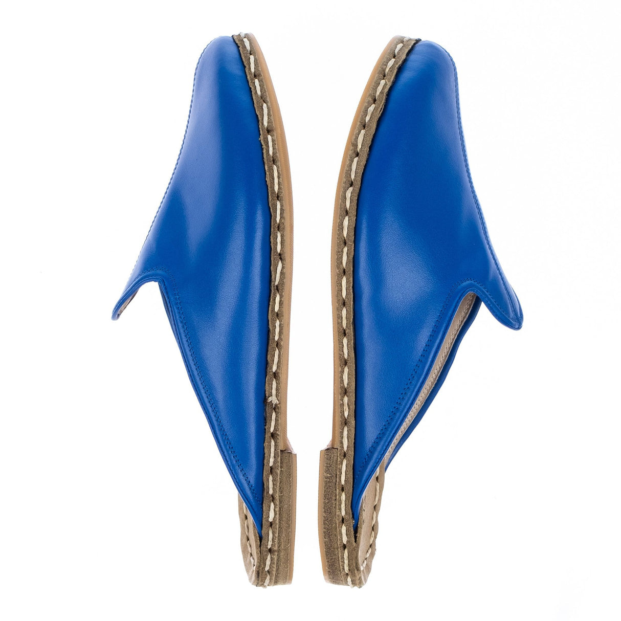 Men's Azure Blue Turkish Slippers from Atlantis Handmade Shoes