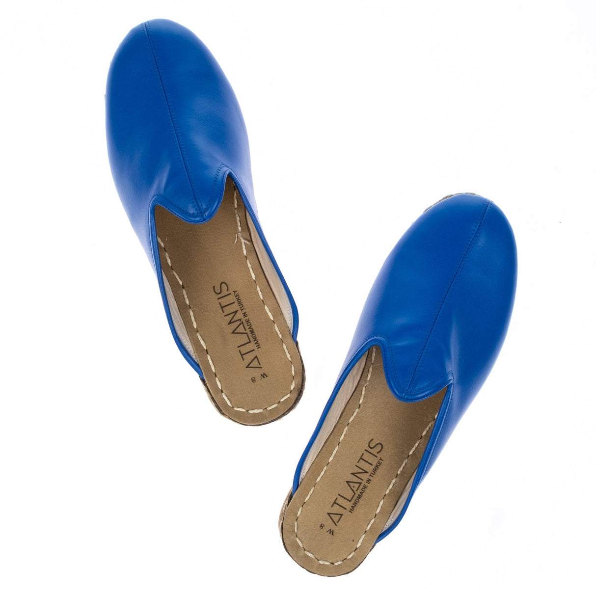 Men's Azure Blue Turkish Slippers from Atlantis Handmade Shoes