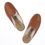 Men's Mocha Shearling Slippers From Atlantis Handmade Shoes
