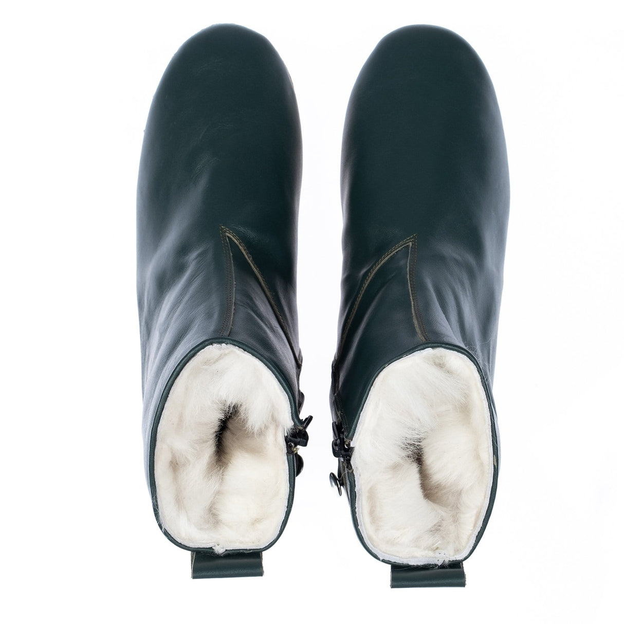 Women's Green Shearling Boots from Atlantis Handmade Shoes