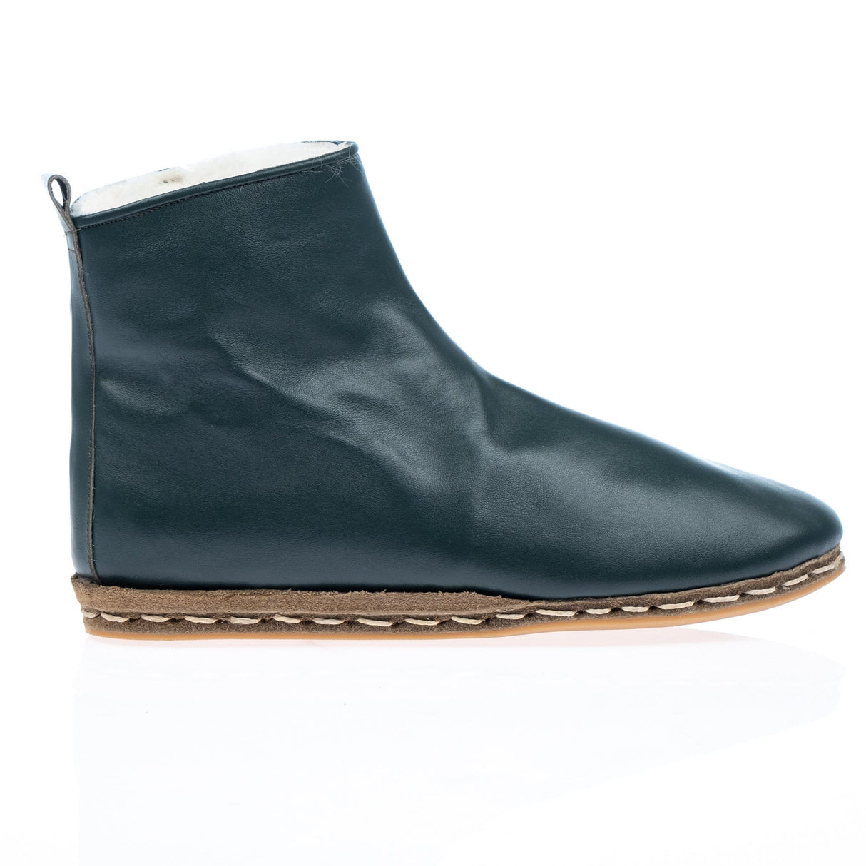 Women's Green Shearling Boots from Atlantis Handmade Shoes