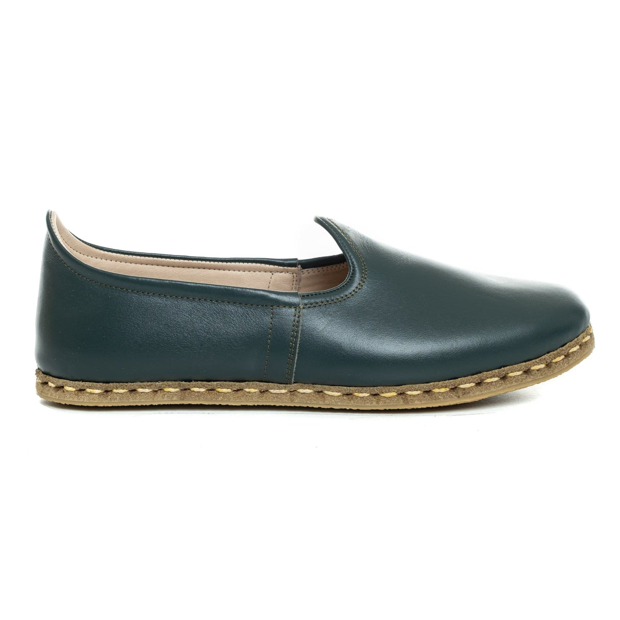 Women's Bottle Green Slip On Shoes from Atlantis Handmade Shoes
