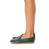 Women's Bottle Green Slip On Shoes from Atlantis Handmade Shoes