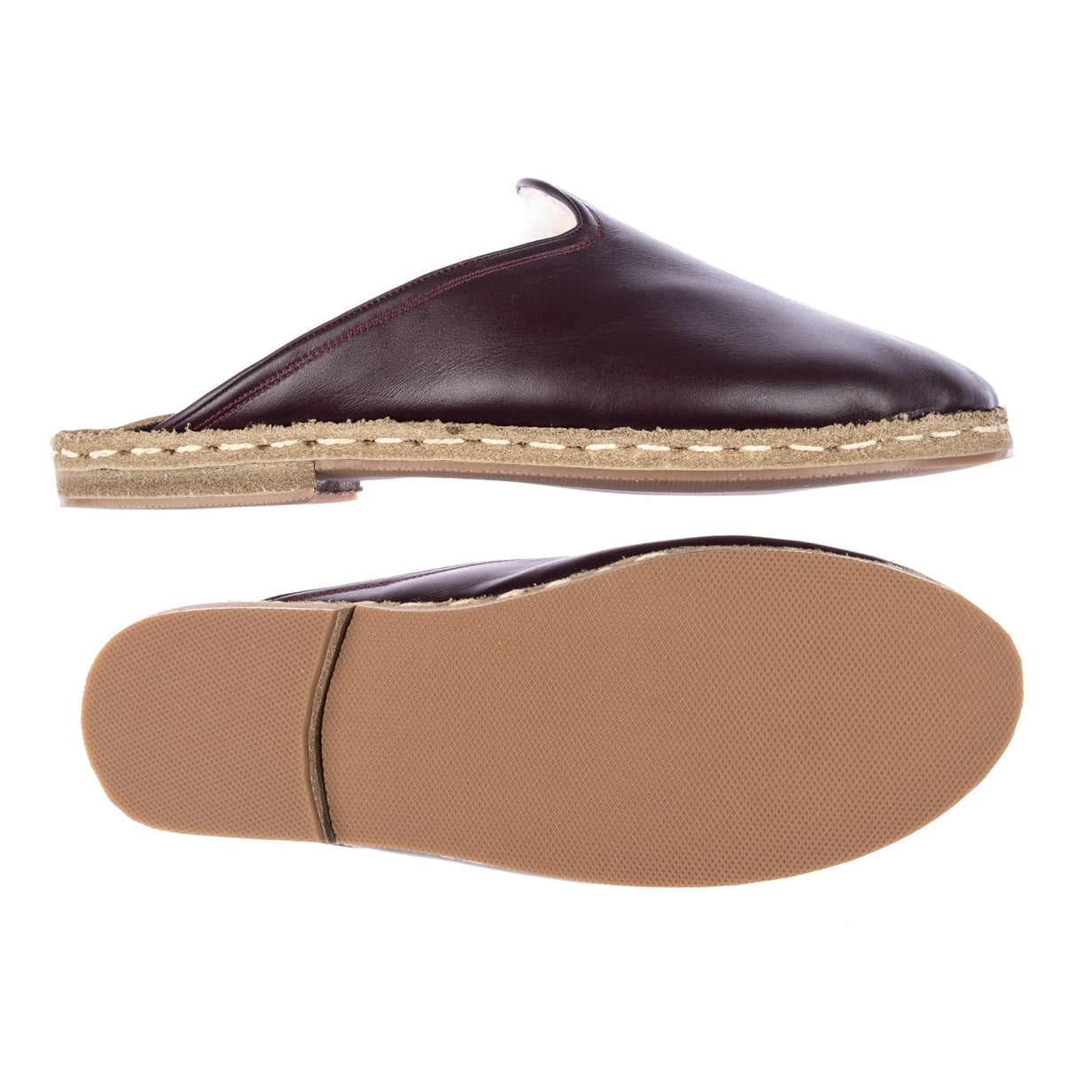Men's Merlot Shearling Slippers from Atlantis Handmade Shoes