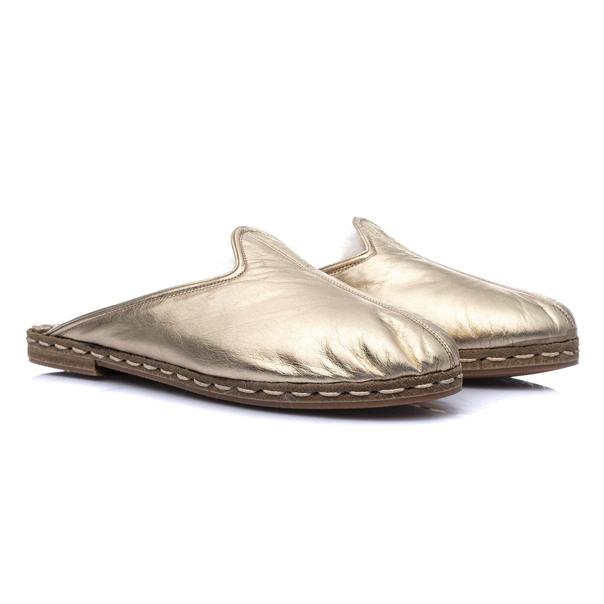 Women's Gold Shearlings from Atlantis Handmade Shoes