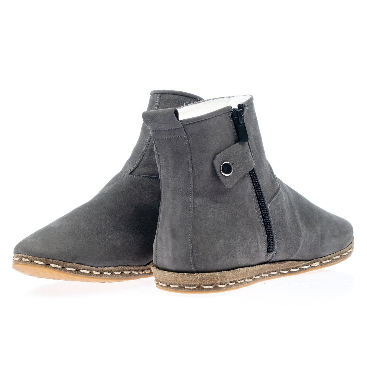 Men's Gray Shearling Boots From Atlantis Handmade Shoes