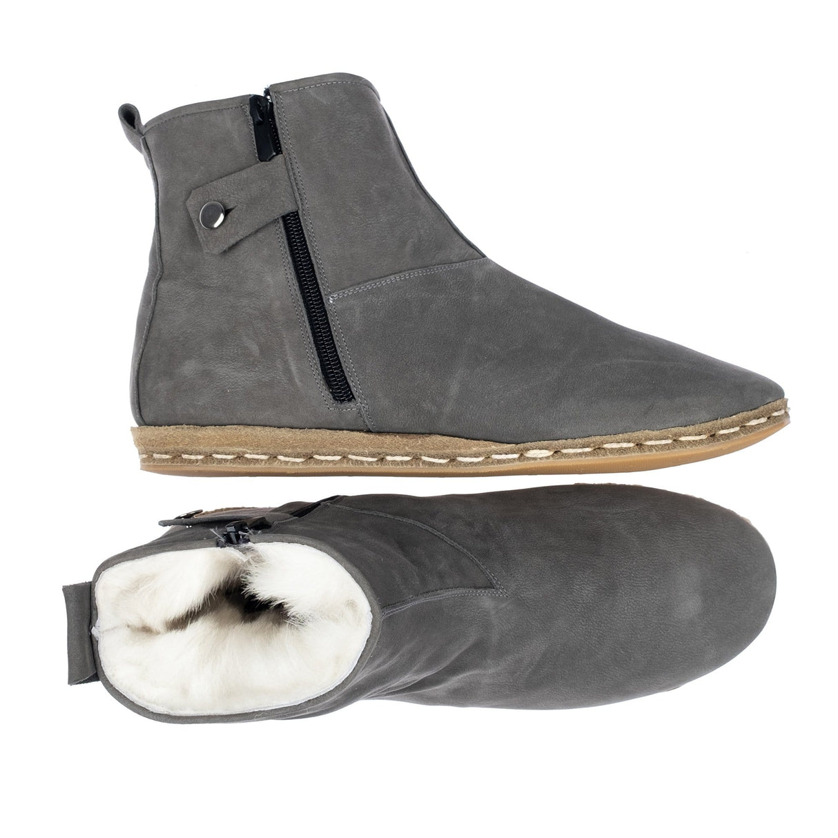 Men's Gray Shearling Boots From Atlantis Handmade Shoes
