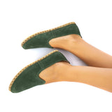 Women's Green Nubucks Slip On Shoes from Atlantis Handmade Shoes