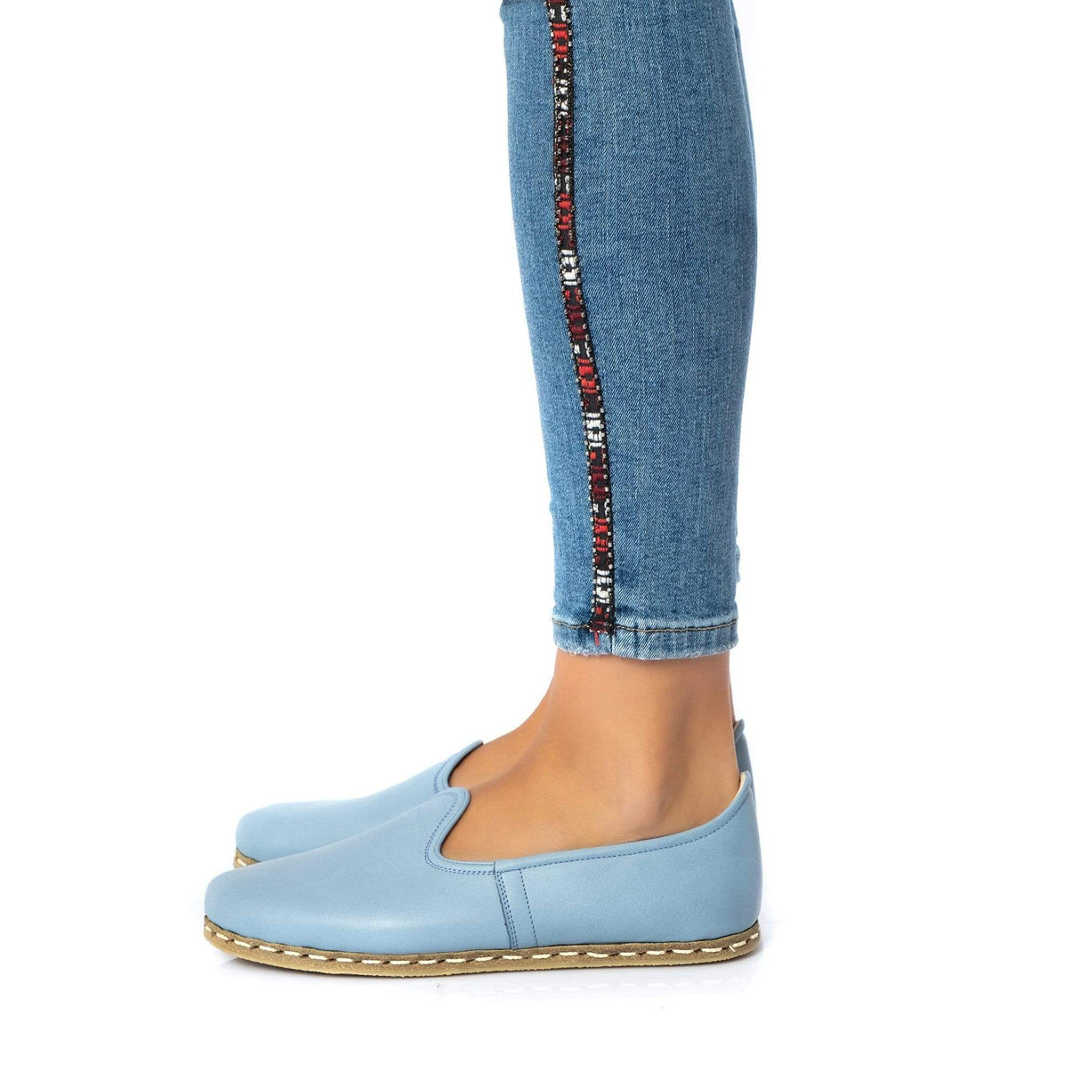 Women's Sky Blue Slip On Shoes from Atlantis Handmade Shoes