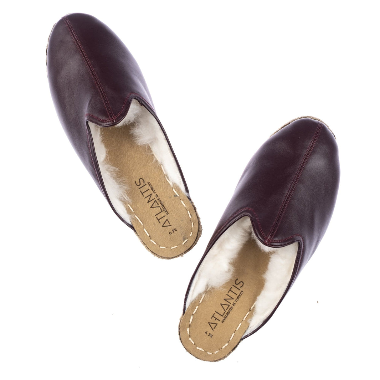 Men's Merlot Shearling Slippers from Atlantis Handmade Shoes