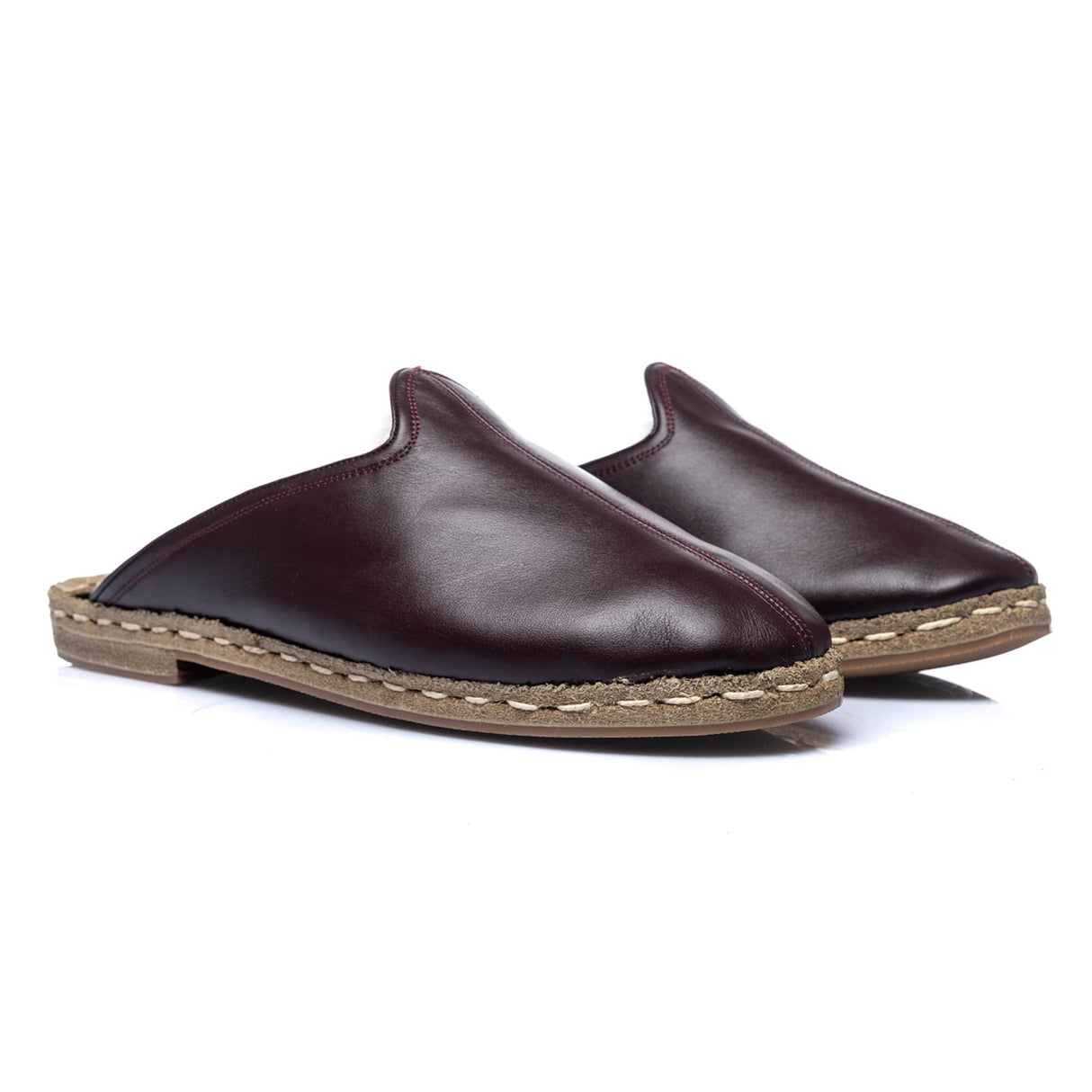 Men's Merlot Shearling Slippers from Atlantis Handmade Shoes