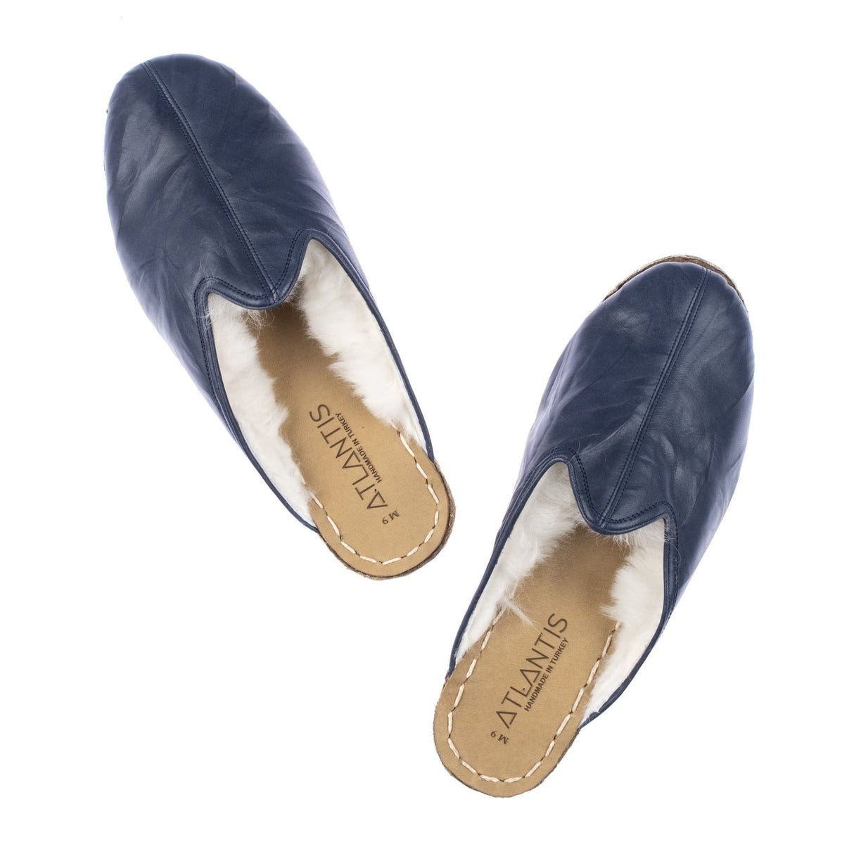 Women's Navy Shearlings from Atlantis Handmade Shoes