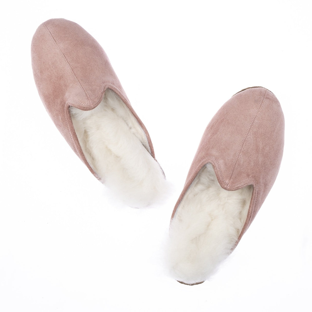 Men's Pink Suede Shearling Slippers from Atlantis Handmade Shoes