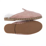 Men's Pink Suede Shearling Slippers from Atlantis Handmade Shoes