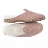 Men's Pink Suede Shearling Slippers from Atlantis Handmade Shoes