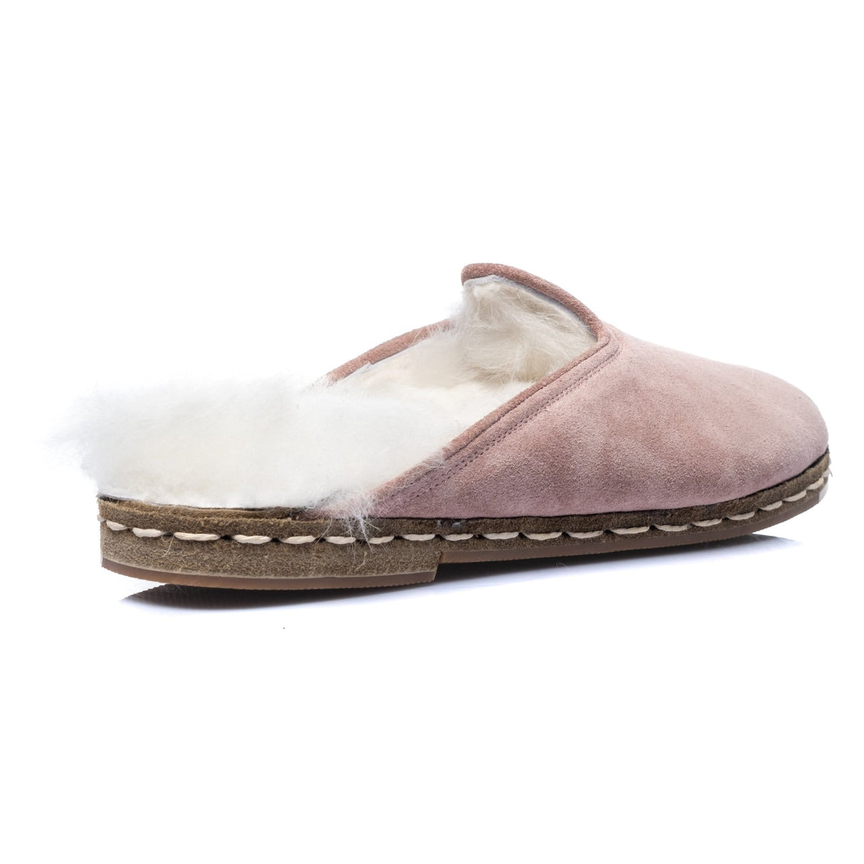 Men's Pink Suede Shearling Slippers from Atlantis Handmade Shoes