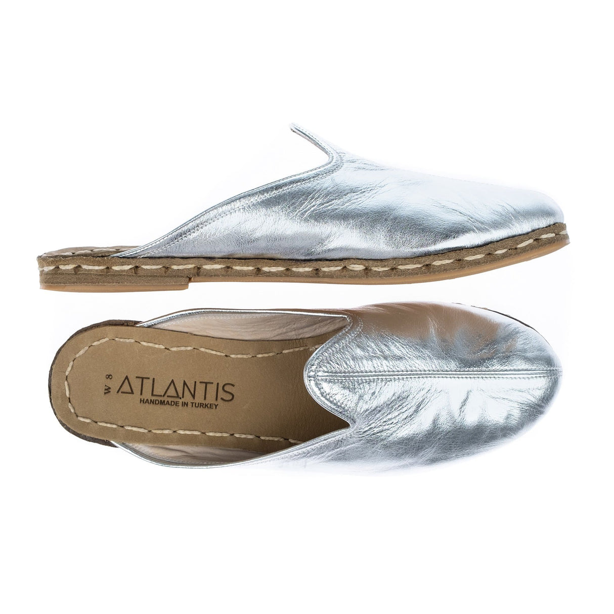 Women's Silver Slippers from Atlantis Handmade Shoes
