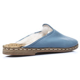 Men's Ice Blue Shearling Slippers from Atlantis Handmade Shoes