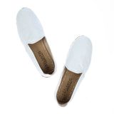 Women's Wrinkled White Slip On Shoes from Atlantis Handmade Shoes
