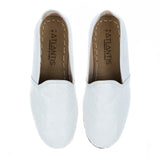 Women's Wrinkled White Slip On Shoes from Atlantis Handmade Shoes