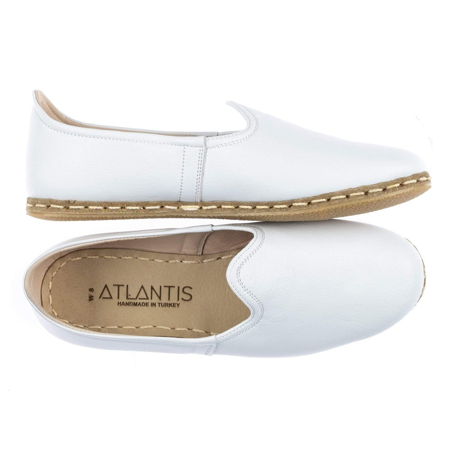 Women's White Slip On Shoes from Atlantis Handmade Shoes