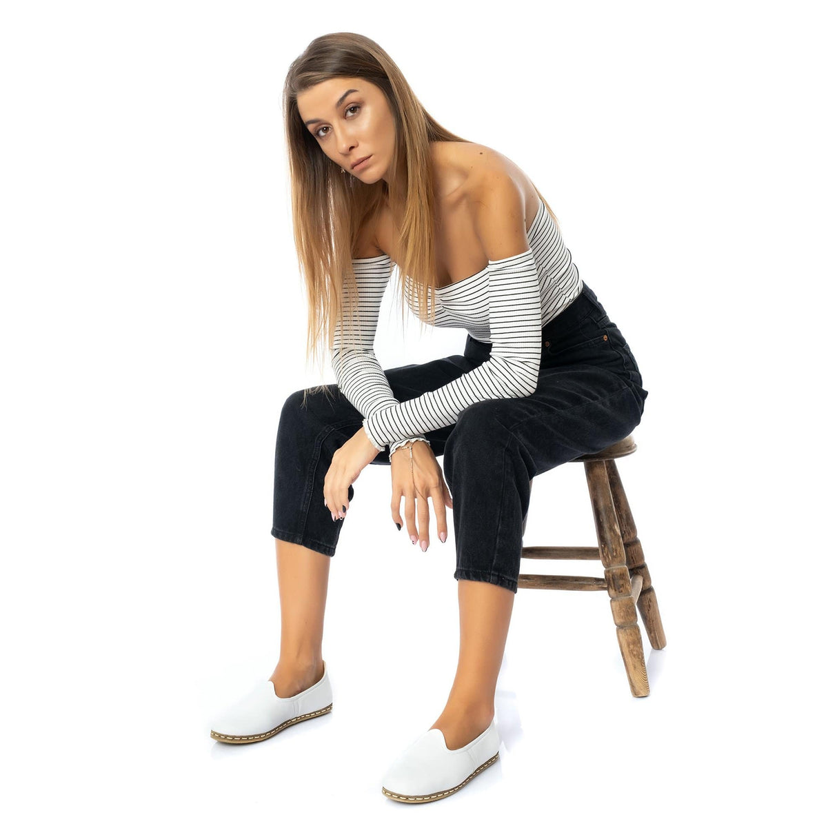Women's White Slip On Shoes from Atlantis Handmade Shoes