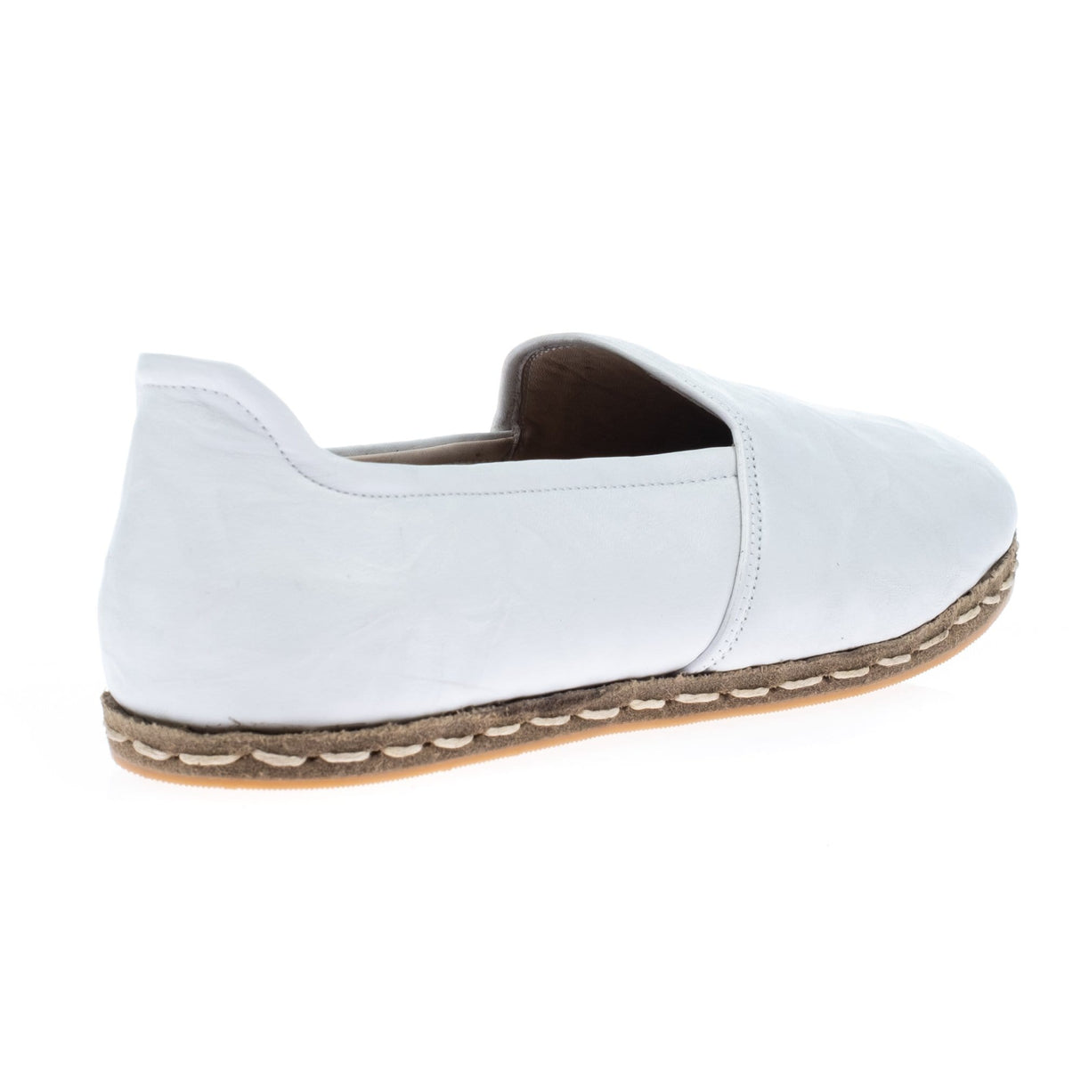 Women's Wrinkled White Slip On Shoes from Atlantis Handmade Shoes