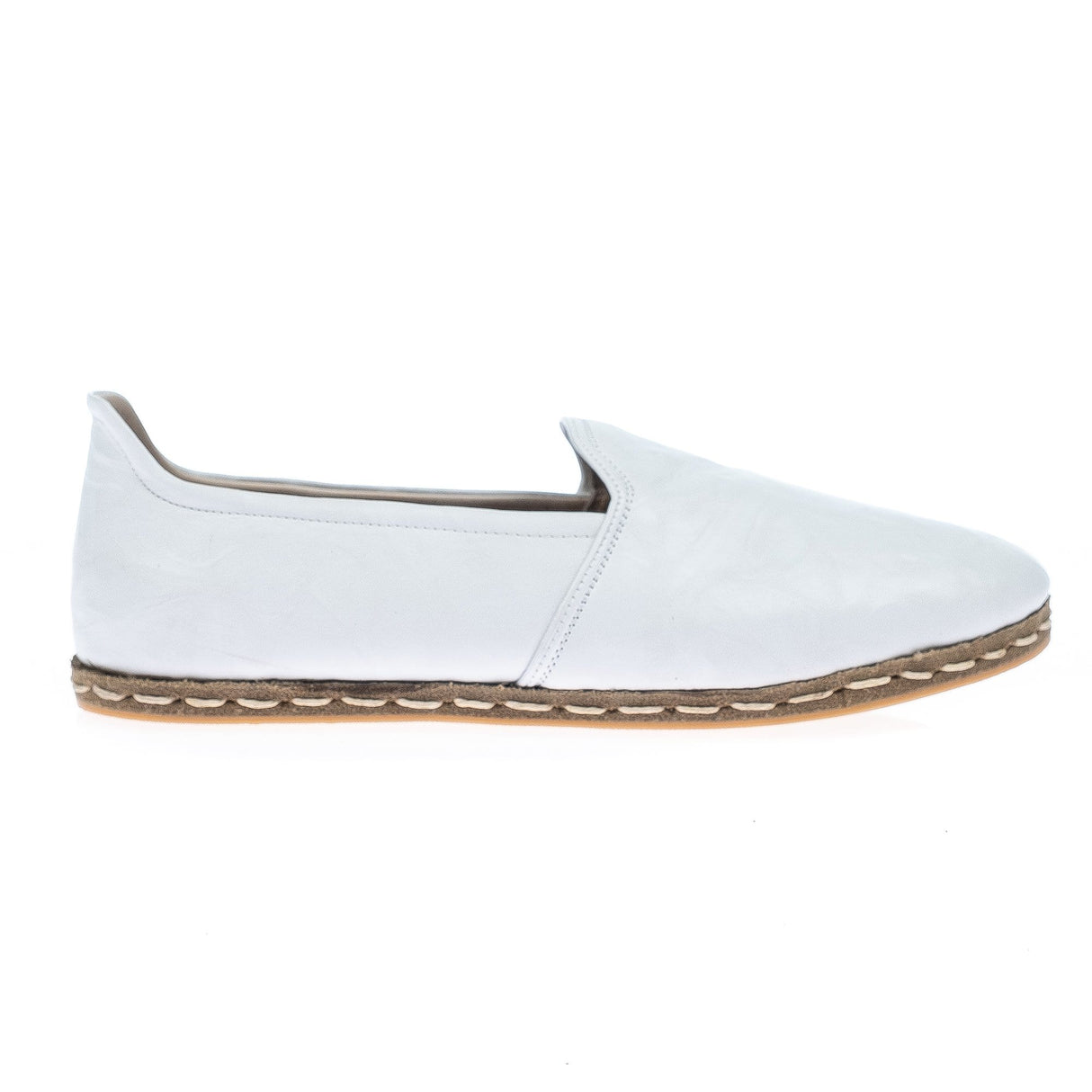 Women's Wrinkled White Slip On Shoes from Atlantis Handmade Shoes