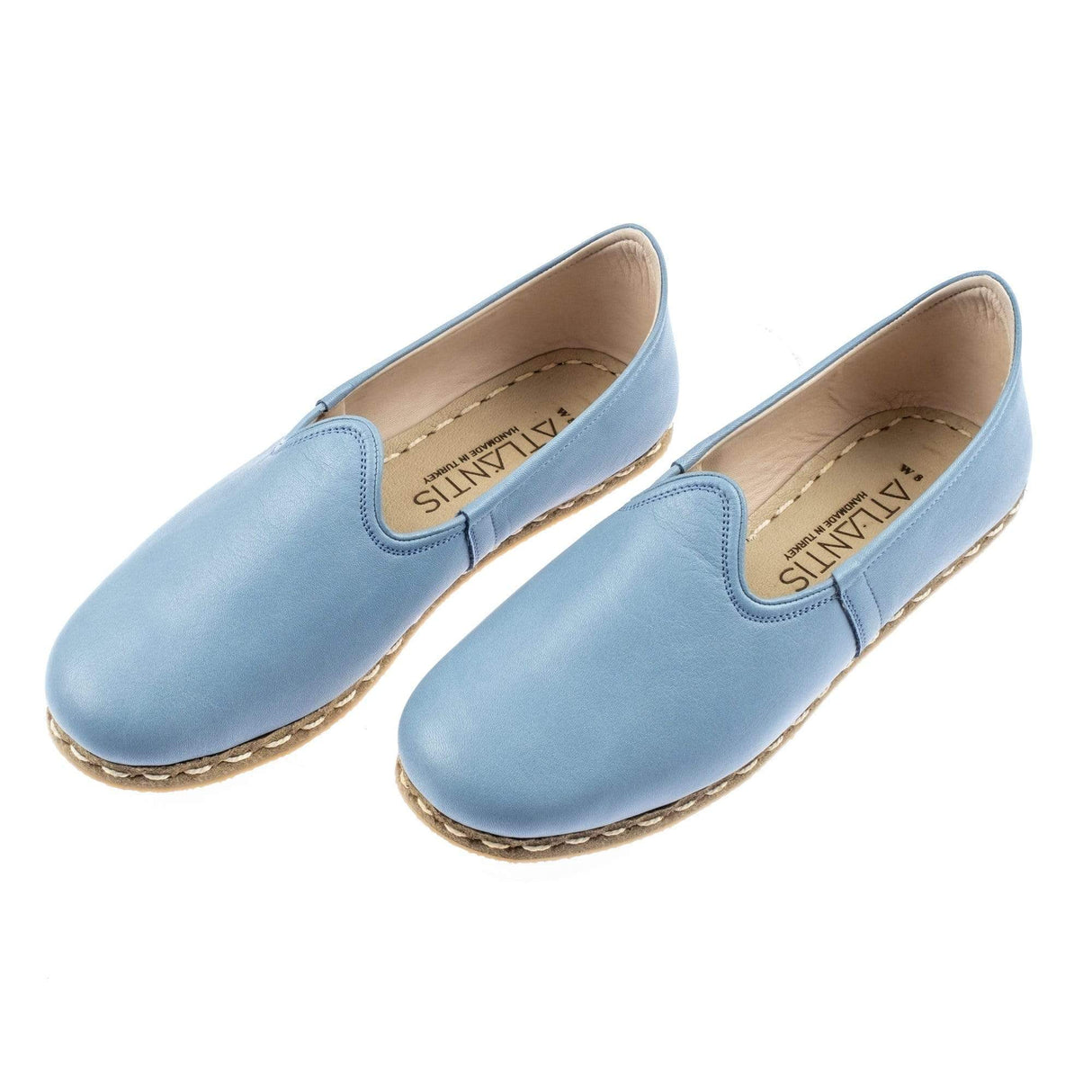 Women's Sky Blue Slip On Shoes from Atlantis Handmade Shoes