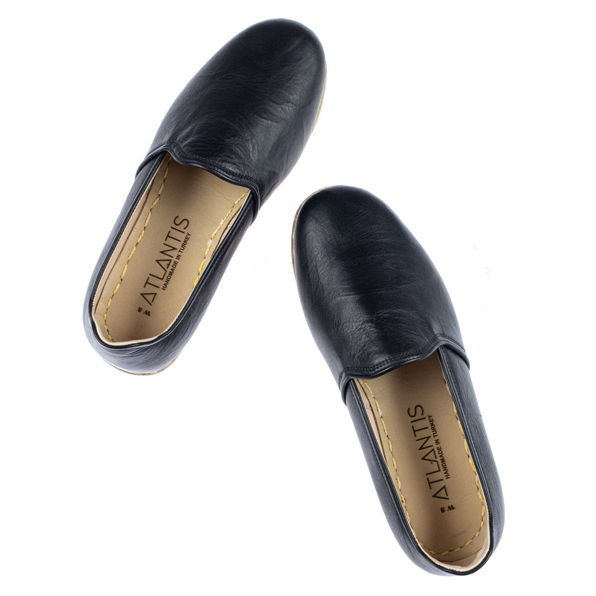 Women's Wrinkled Black Slip On Shoes from Atlantis Handmade Shoes