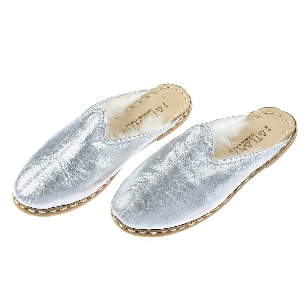 Women's Silver Shearlings from Atlantis Handmade Shoes