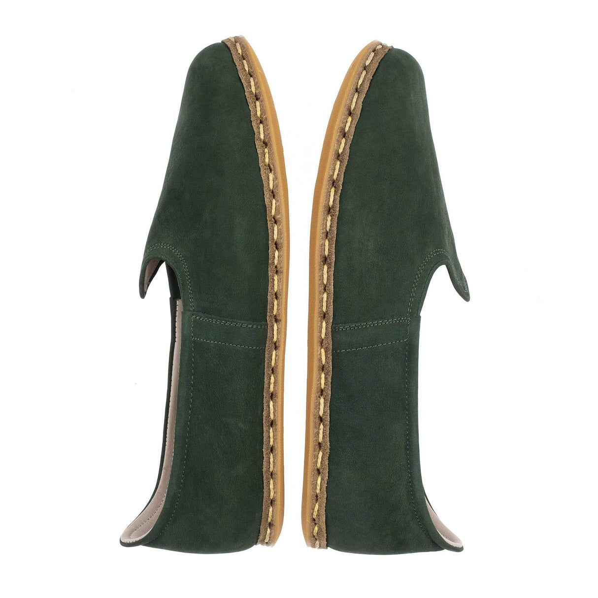 Women's Green Nubucks Slip On Shoes from Atlantis Handmade Shoes
