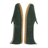 Women's Green Nubucks Slip On Shoes from Atlantis Handmade Shoes