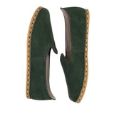 Women's Green Nubucks Slip On Shoes from Atlantis Handmade Shoes