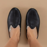 Men's Black Slipper Shearlings from Atlantis Handmade Shoes