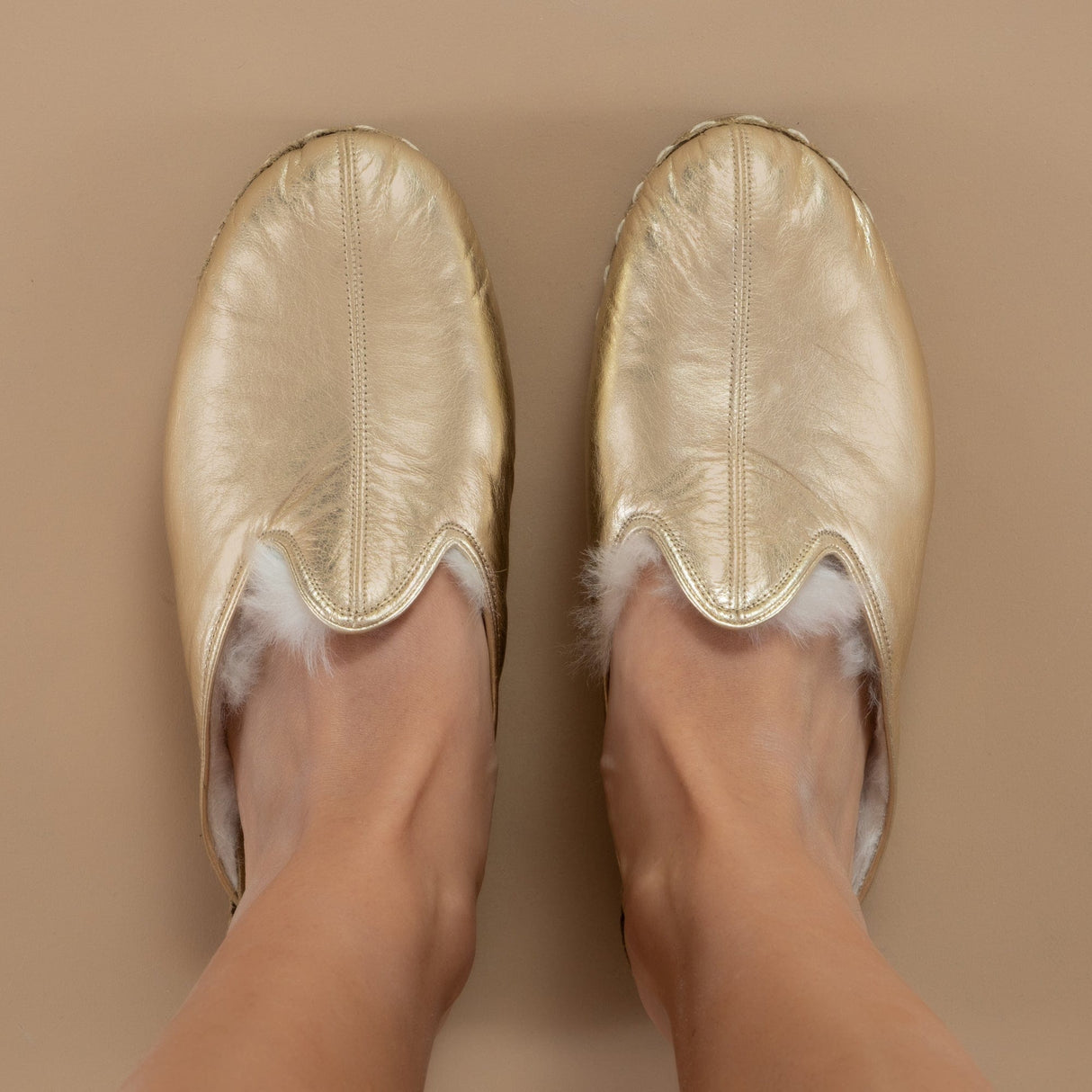 Women's Gold Shearlings from Atlantis Handmade Shoes