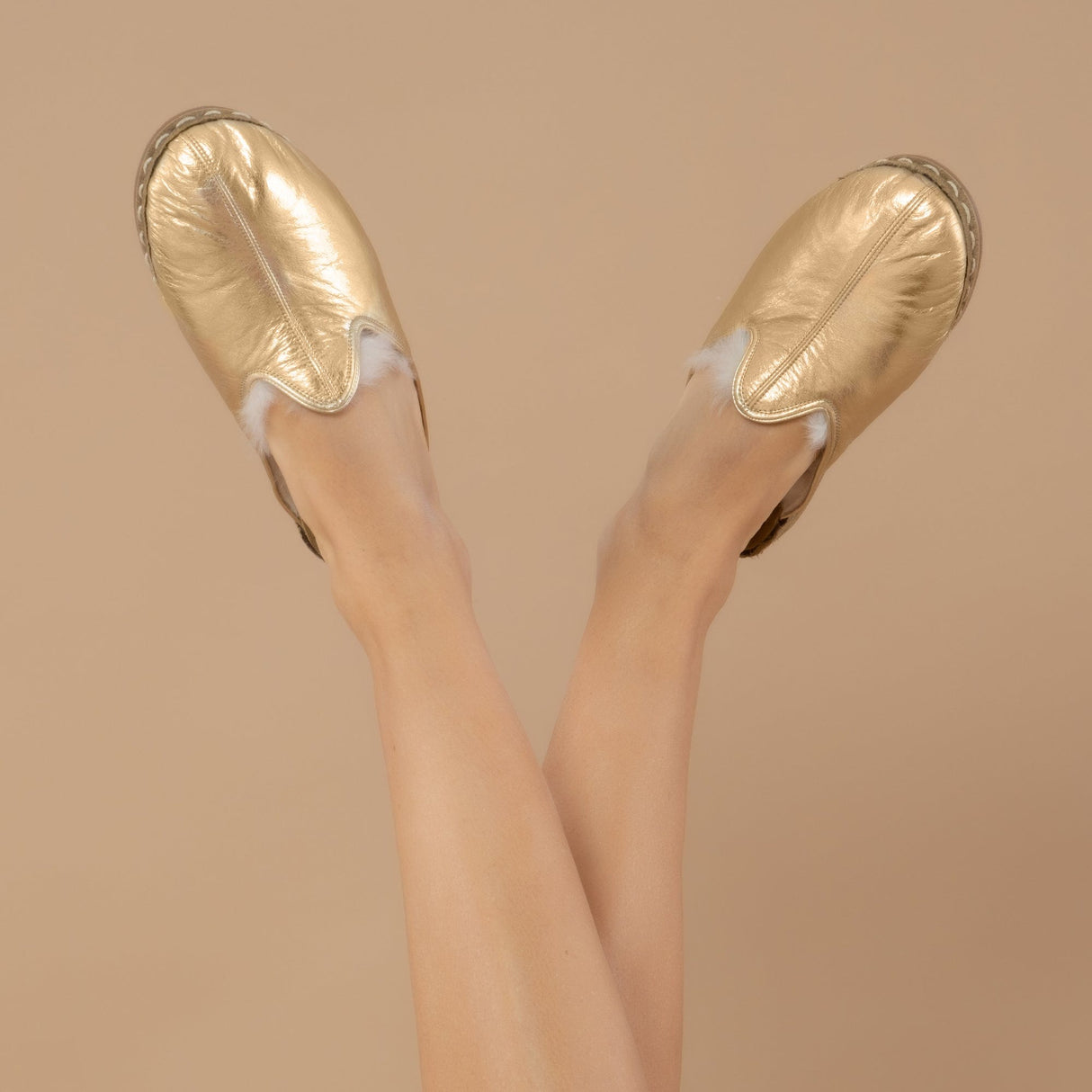 Women's Gold Shearlings from Atlantis Handmade Shoes