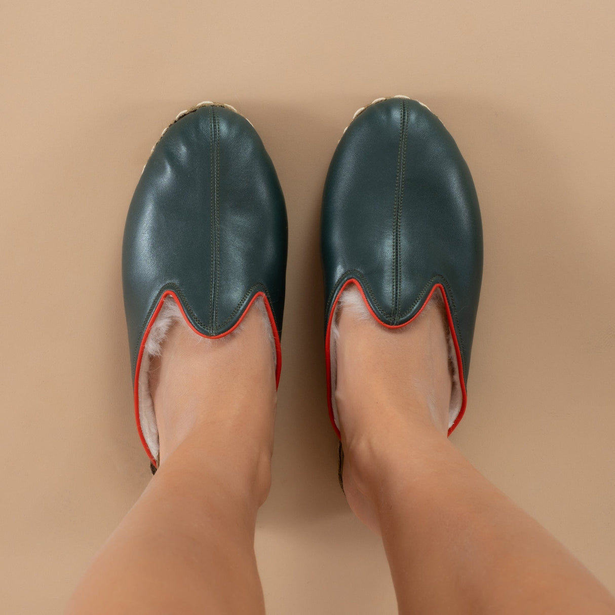 Men's Dark Green Slippers from Atlantis Handmade Shoes