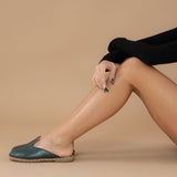 Women's Dark Green Slippers from Atlantis Handmade Shoes