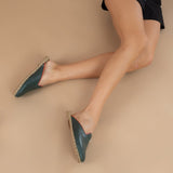 Women's Dark Green Slippers from Atlantis Handmade Shoes