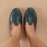 Women's Dark Green Slippers from Atlantis Handmade Shoes