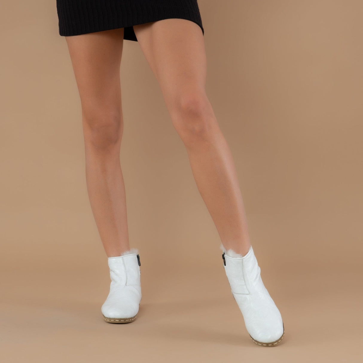 Women's White Shearling Boots from Atlantis Handmade Shoes